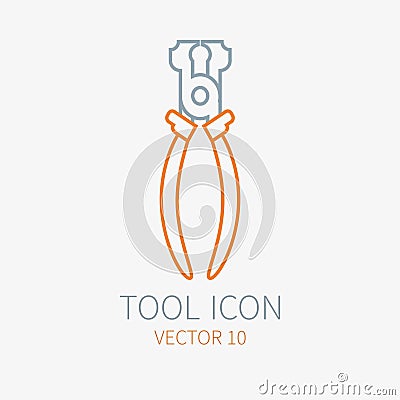 Line working color nippers for construction, building and home repair icon. Vector illustration. Element for design Vector Illustration