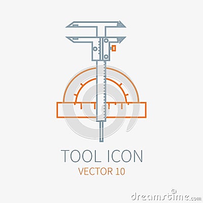 Line working color scale with caliper for construction, building and home repair icon. Vector illustration. Element for Vector Illustration