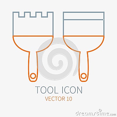 Line working color spatula for construction, building and home repair icon. Vector illustration. Element for design Vector Illustration