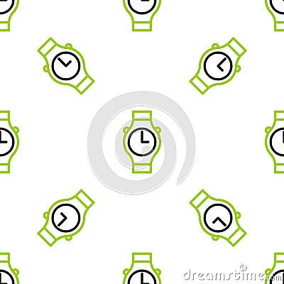 Line Wrist watch icon isolated seamless pattern on white background. Wristwatch icon. Vector Stock Photo