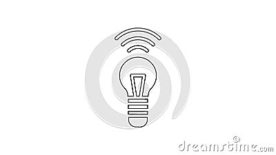 Linea nera icona del sistema di lampadina intelligente isolata su fondo bianco. simbolo di energia e idea. concetto di internet de illustrazione di stock Linea nera icona del sistema di lampadina intelligente isolata su fondo bianco. simbolo di energia e idea. concetto di internet de illustrazione di stock