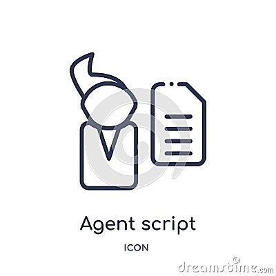 Linear agent script icon from General outline collection. Thin line agent script icon isolated on white background. agent script Vector Illustration
