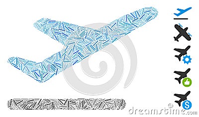 Linear Airplane Departure Icon Vector Collage Stock Photo