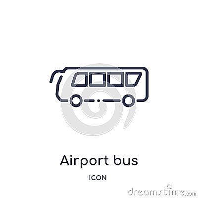 Linear airport bus icon from Airport terminal outline collection. Thin line airport bus vector isolated on white background. Vector Illustration