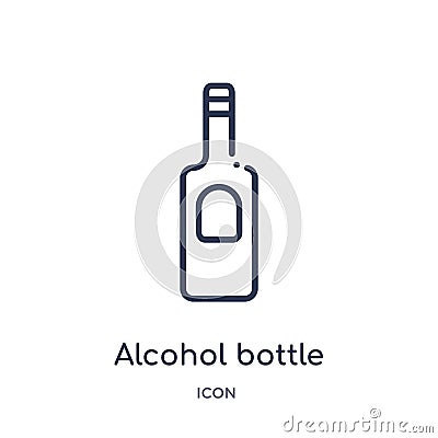 Linear alcohol bottle icon from Desert outline collection. Thin line alcohol bottle vector isolated on white background. alcohol Vector Illustration