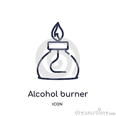 Linear alcohol burner icon from General outline collection. Thin line alcohol burner icon isolated on white background. alcohol Vector Illustration