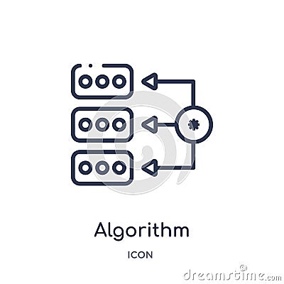 Linear algorithm icon from Artifical intelligence outline collection. Thin line algorithm vector isolated on white background. Vector Illustration