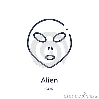 Linear alien icon from Astronomy outline collection. Thin line alien vector isolated on white background. alien trendy Vector Illustration