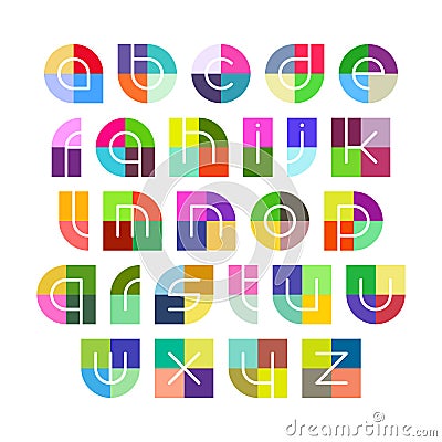 Linear alphabet letters with colorful background Vector Illustration