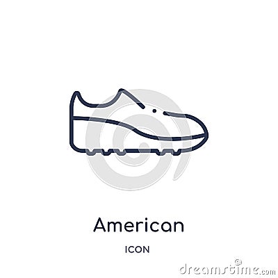 Linear american football black shoe icon from American football outline collection. Thin line american football black shoe vector Vector Illustration