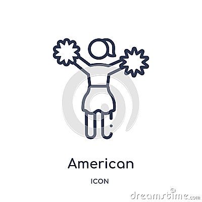Linear american football cheerleader jump icon from American football outline collection. Thin line american football cheerleader Vector Illustration