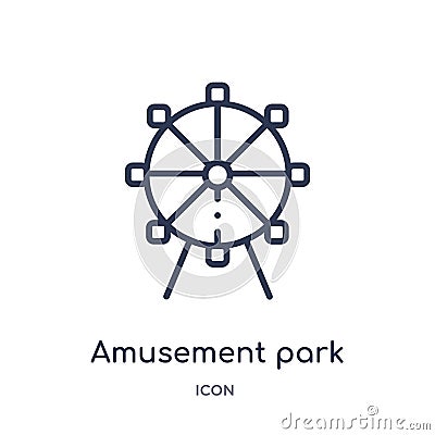 Linear amusement park icon from Entertainment and arcade outline collection. Thin line amusement park vector isolated on white Vector Illustration