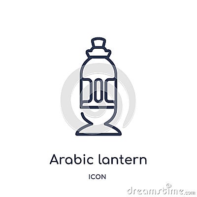 Linear arabic lantern icon from General outline collection. Thin line arabic lantern icon isolated on white background. arabic Vector Illustration