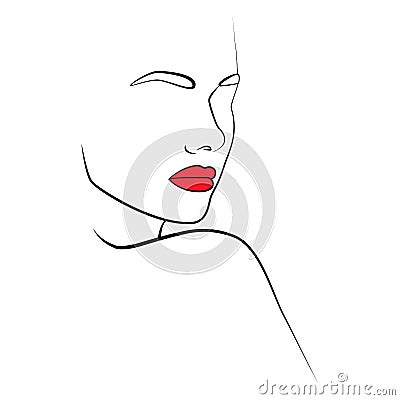 Linear art, female face. Beauty salon icon. The concept of beauty. Vector Illustration
