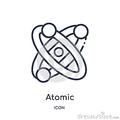 Linear atomic icon from Chemistry outline collection. Thin line atomic vector isolated on white background. atomic trendy Vector Illustration