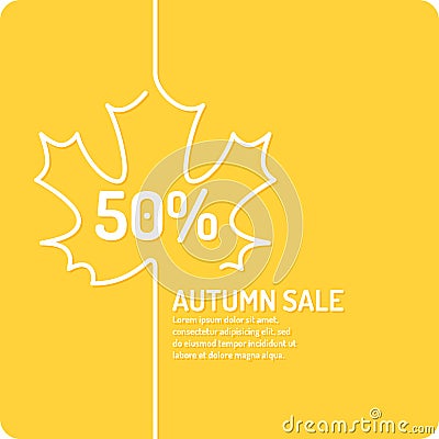 Linear Autumn sale banner Vector Illustration