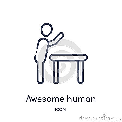 Linear awesome human icon from Feelings outline collection. Thin line awesome human vector isolated on white background. awesome Vector Illustration