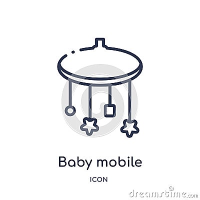Linear baby mobile icon from Kids and baby outline collection. Thin line baby mobile icon isolated on white background. baby Vector Illustration
