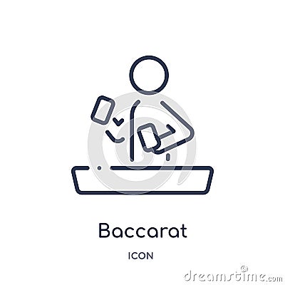 Linear baccarat icon from Activity and hobbies outline collection. Thin line baccarat vector isolated on white background. Vector Illustration