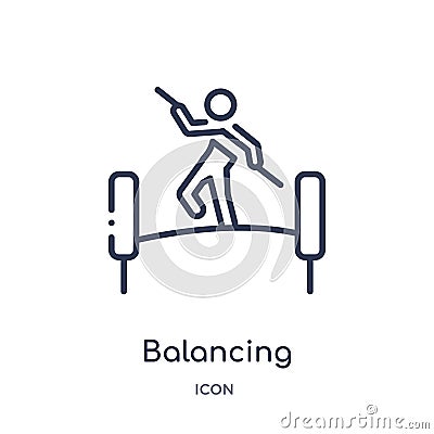 Linear balancing icon from Activity and hobbies outline collection. Thin line balancing vector isolated on white background. Vector Illustration