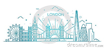 Linear banner of London city Editorial Stock Photo