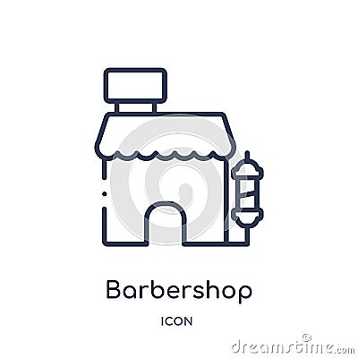 Linear barbershop icon from Hotel and restaurant outline collection. Thin line barbershop icon isolated on white background. Vector Illustration