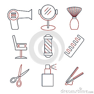 Linear barbershop icons set. Universal hairstyle icon to use in web and mobile UI Vector Illustration