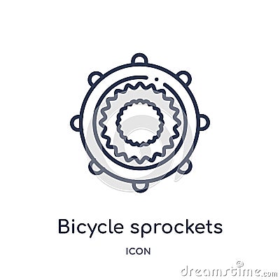 Linear bicycle sprockets icon from Mechanicons outline collection. Thin line bicycle sprockets icon isolated on white background. Vector Illustration