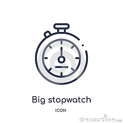 Linear big stopwatch icon from Gym and fitness outline collection. Thin line big stopwatch icon isolated on white background. big Vector Illustration