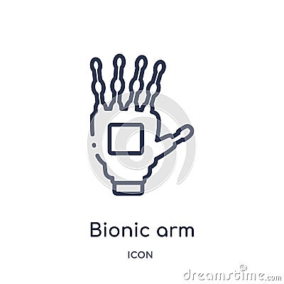 Linear bionic arm icon from Artificial intellegence and future technology outline collection. Thin line bionic arm vector isolated Vector Illustration