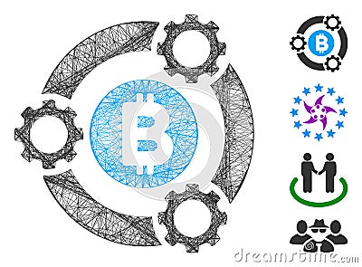Linear Bitcoin Pool Collaboration Vector Mesh Stock Photo