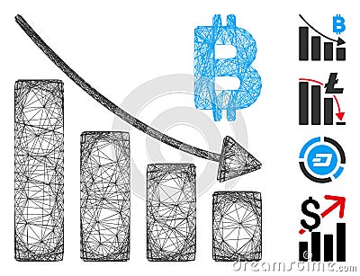 Linear Bitcoin Recession Bar Chart Vector Mesh Stock Photo