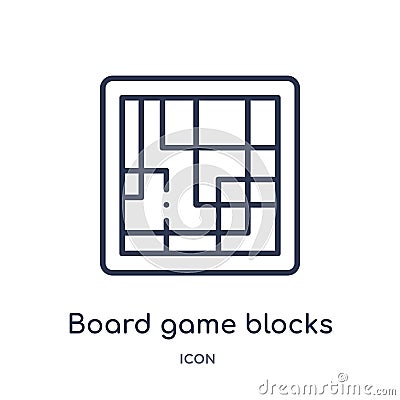 Linear board game blocks icon from Entertainment outline collection. Thin line board game blocks icon isolated on white background Vector Illustration