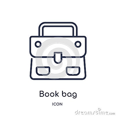 Linear book bag icon from Fashion outline collection. Thin line book bag icon isolated on white background. book bag trendy Vector Illustration