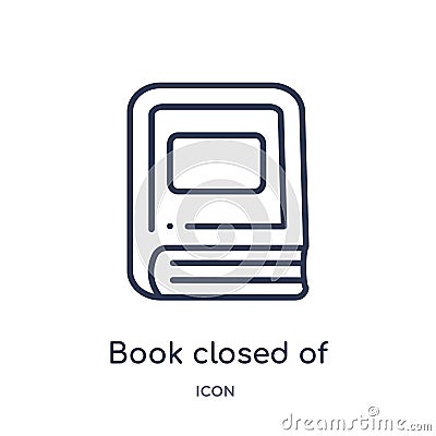 Linear book closed of white cover icon from Education outline collection. Thin line book closed of white cover icon isolated on Vector Illustration