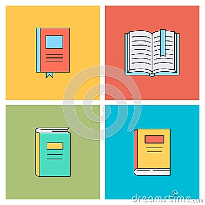 Linear book icons. Vector Illustration