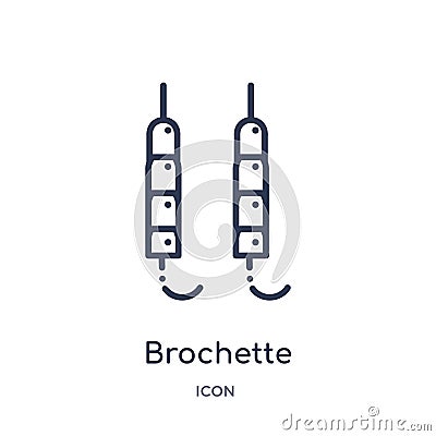 Linear brochette icon from Food outline collection. Thin line brochette icon isolated on white background. brochette trendy Vector Illustration
