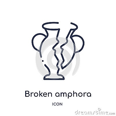 Linear broken amphora icon from Greece outline collection. Thin line broken amphora icon isolated on white background. broken Vector Illustration