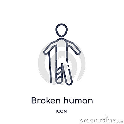 Linear broken human icon from Feelings outline collection. Thin line broken human vector isolated on white background. broken Vector Illustration