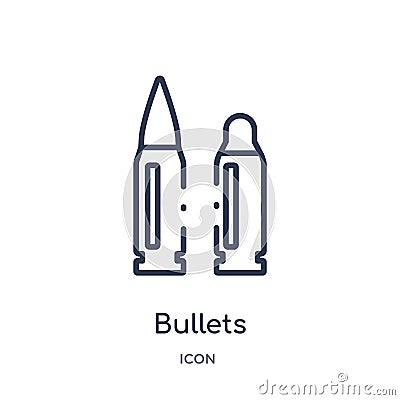 Linear bullets icon from Army outline collection. Thin line bullets vector isolated on white background. bullets trendy Vector Illustration