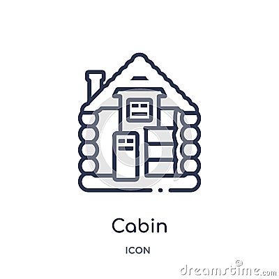 Linear cabin icon from Camping outline collection. Thin line cabin vector isolated on white background. cabin trendy illustration Vector Illustration