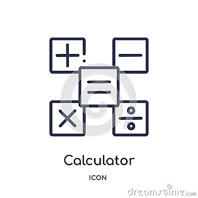 Linear calculator buttons interface icon from Education outline collection. Thin line calculator buttons interface icon isolated Vector Illustration