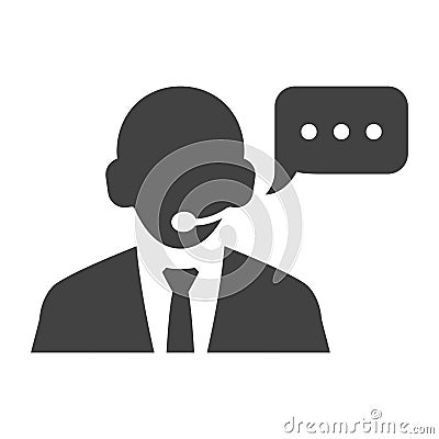 Linear call center operator icon vector illustration. Helpline customer consulting service support Vector Illustration