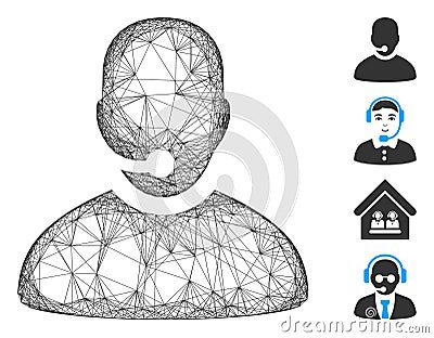 Linear Call Center Operator Vector Mesh Vector Illustration