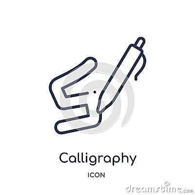 Linear calligraphy icon from Education outline collection. Thin line calligraphy icon isolated on white background. calligraphy Vector Illustration