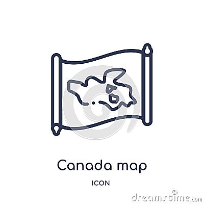 Linear canada map icon from Countrymaps outline collection. Thin line canada map vector isolated on white background. canada map Vector Illustration