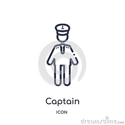 Linear captain icon from Job profits outline collection. Thin line captain icon isolated on white background. captain trendy Vector Illustration
