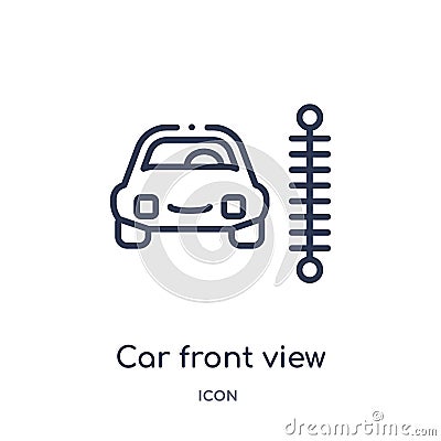 Linear car front view beside a traffic meter icon from Mechanicons outline collection. Thin line car front view beside a traffic Vector Illustration