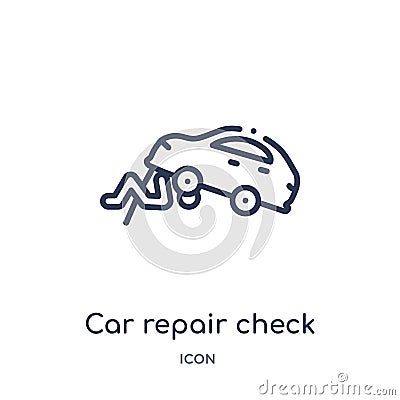 Linear car repair check icon from Mechanicons outline collection. Thin line car repair check icon isolated on white background. Vector Illustration