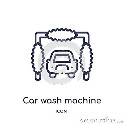 Linear car wash machine icon from Mechanicons outline collection. Thin line car wash machine icon isolated on white background. Vector Illustration